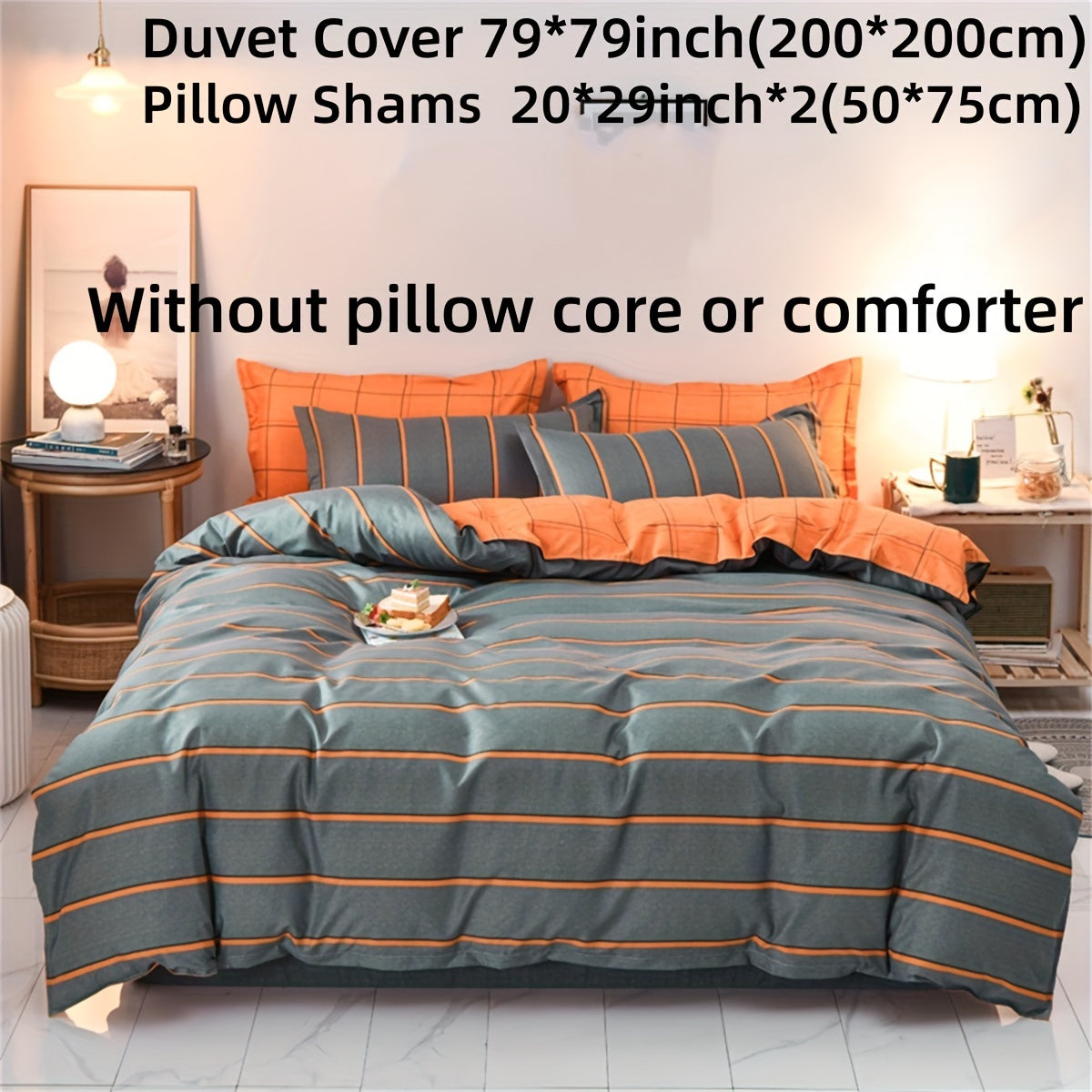 3pcs Polyester Duvet Cover Set, Striped Print Bedding Set, Soft Comfortable Duvet Cover, For Bedroom, Guest Room (1*Duvet Cover + 2*Pillowcase, Without Core)
