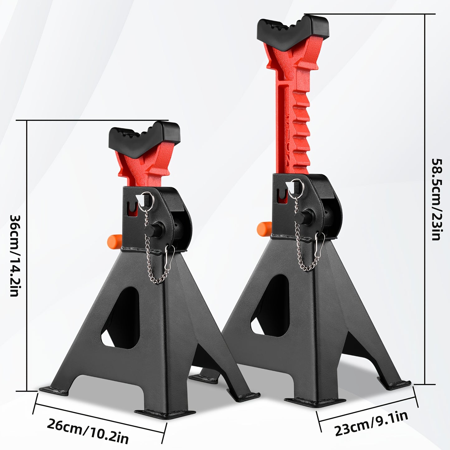 1-Pair Heavy Duty 6-Ton (12,0.0 g) & 3-Ton (6,0.0 g) Capacity Steel Jack Stands with Interlocking Stability, Secure Latches & Rubber Caps - Alloy Steel Construction, A-Frame Design for Car Repair, Vehicle Maintenance, Garage,