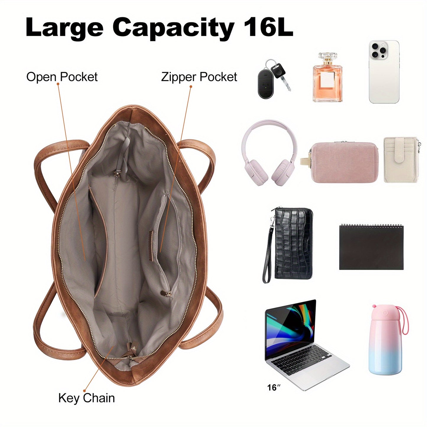 Vintage Light Brown Women's Tote Bag, Large Capacity Multi-Functional    for Daily Commute
