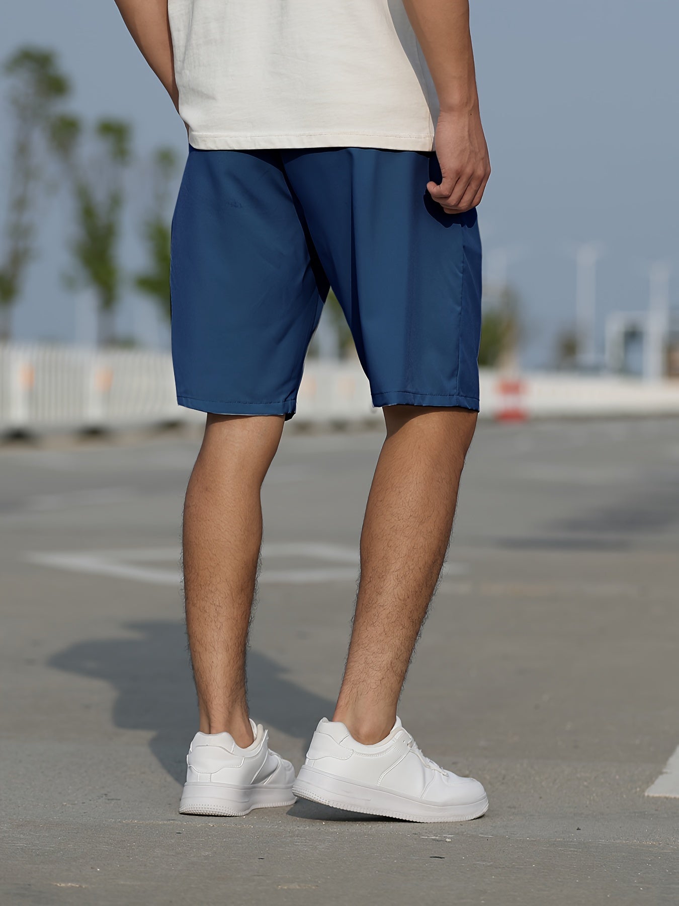 Casual Slightly Stretch Graphic Drawstring Shorts, Men's Clothes For Summer