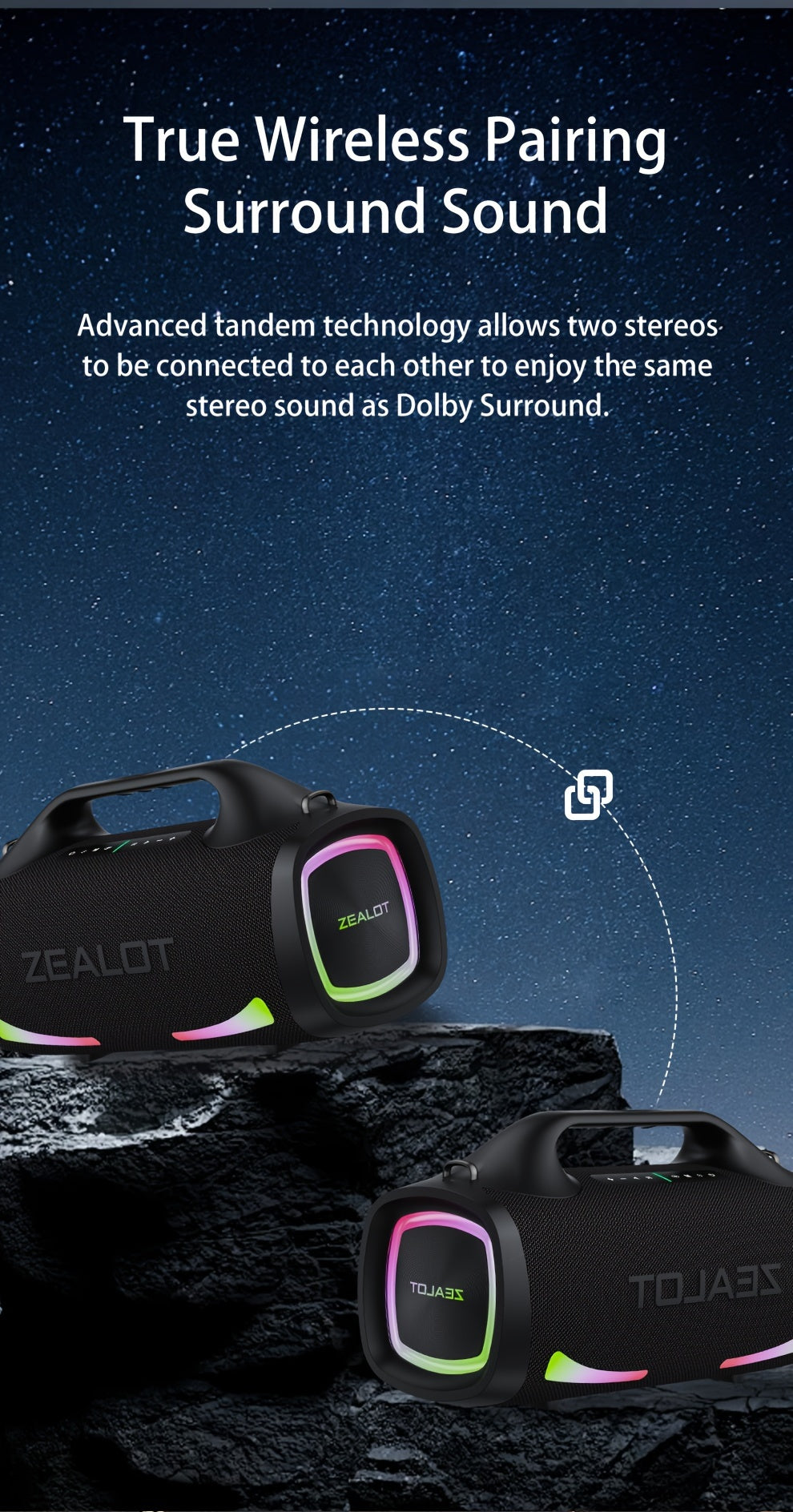 Zealot S79 Wireless speaker, Hifi Sound quality, High Quality, Dual Pairing, Fast ChargingLong Battery Life, 36 Hours Playtime Loud Stereo, Booming Bass. PartyBox. forparty