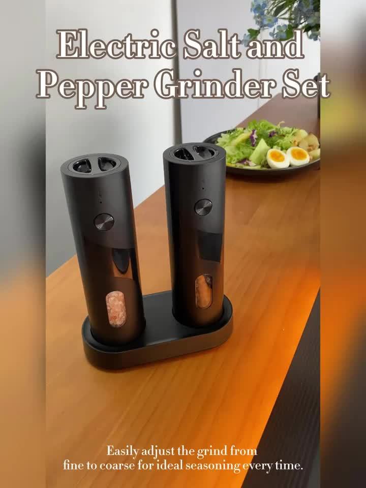 1pc or 2pcs Rechargeable Electric Salt & Pepper Grinder with LED Light - Automatic Salt & Pepper Mills, USB Charging, Adjustable Coarseness, 110ml Large Capacity, Ideal for Kitchen & Dining Use, Kitchen Spice Mill | Modern Ki
