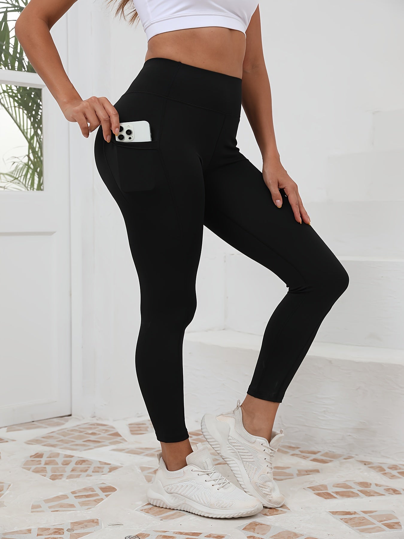 5pcs Women's High-Waist Yoga Leggings with Pockets - Ultra Soft, Tummy Control, Non-See-Through Workout & Running Tights