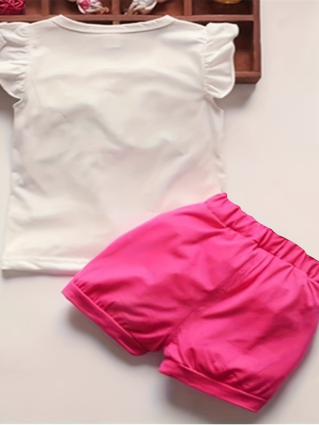 Girl's Summer Cotton Two-piece Set, Baby Girl Sunflower Print Short Sleeve Ruffled Top & Shorts Outdoor Wear Outdoor Clothing