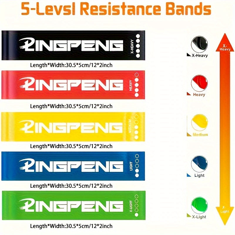 1pc 5-Level Yoga Resistance Band for Full-Body Workout and Stretching - Pilates and Gym Training Equipment