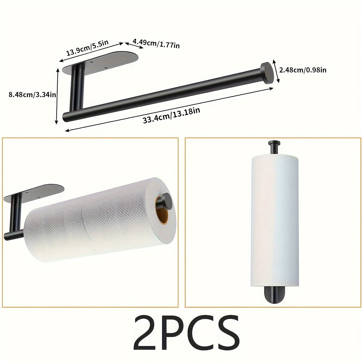 1pc Self-Adhesive Paper Towel Holder Under Cabinet For Kitchen, Bathroom Tissue And Towel Holder, Plastic Wrap And Roll Paper Storage Storage Rack, Home Kitchen Bathroom Supplies