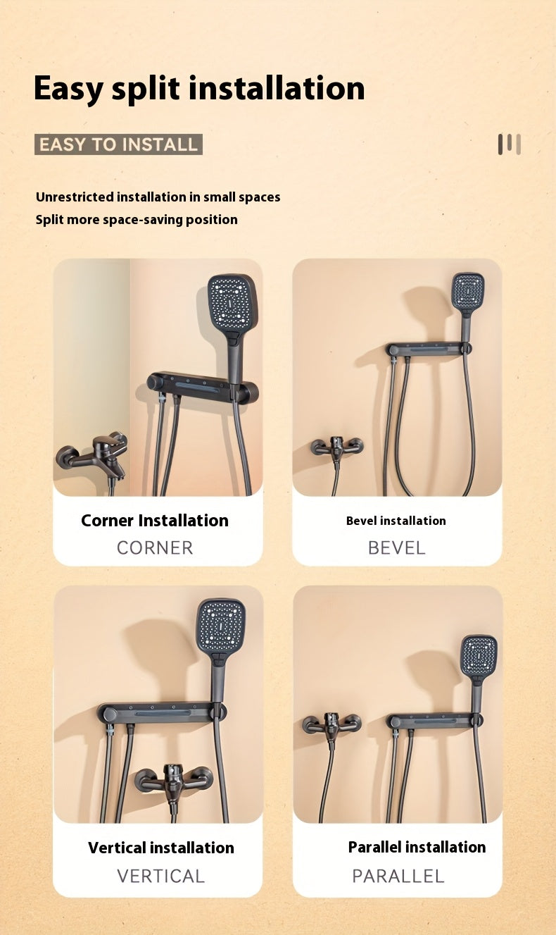 Wall-Mounted Shower Head with Adjustable Arm - No Electricity Needed, Easy Installation, Heavy-Duty Copper Construction for Modern Bathroom Upgrade - Ideal for Bath or Shower