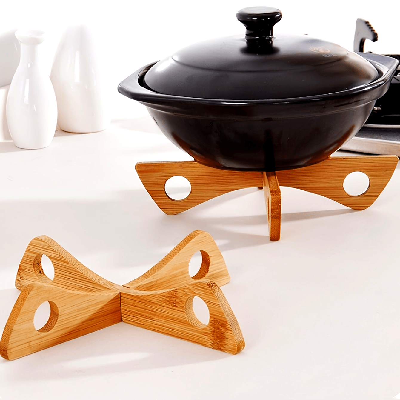1pc Wood Trivets For Hot Dishes, Heat Resistant Wooden Pot Mat, Bowl Cup Coaster, Anti-scalding Placemat, Kitchen Table Decor