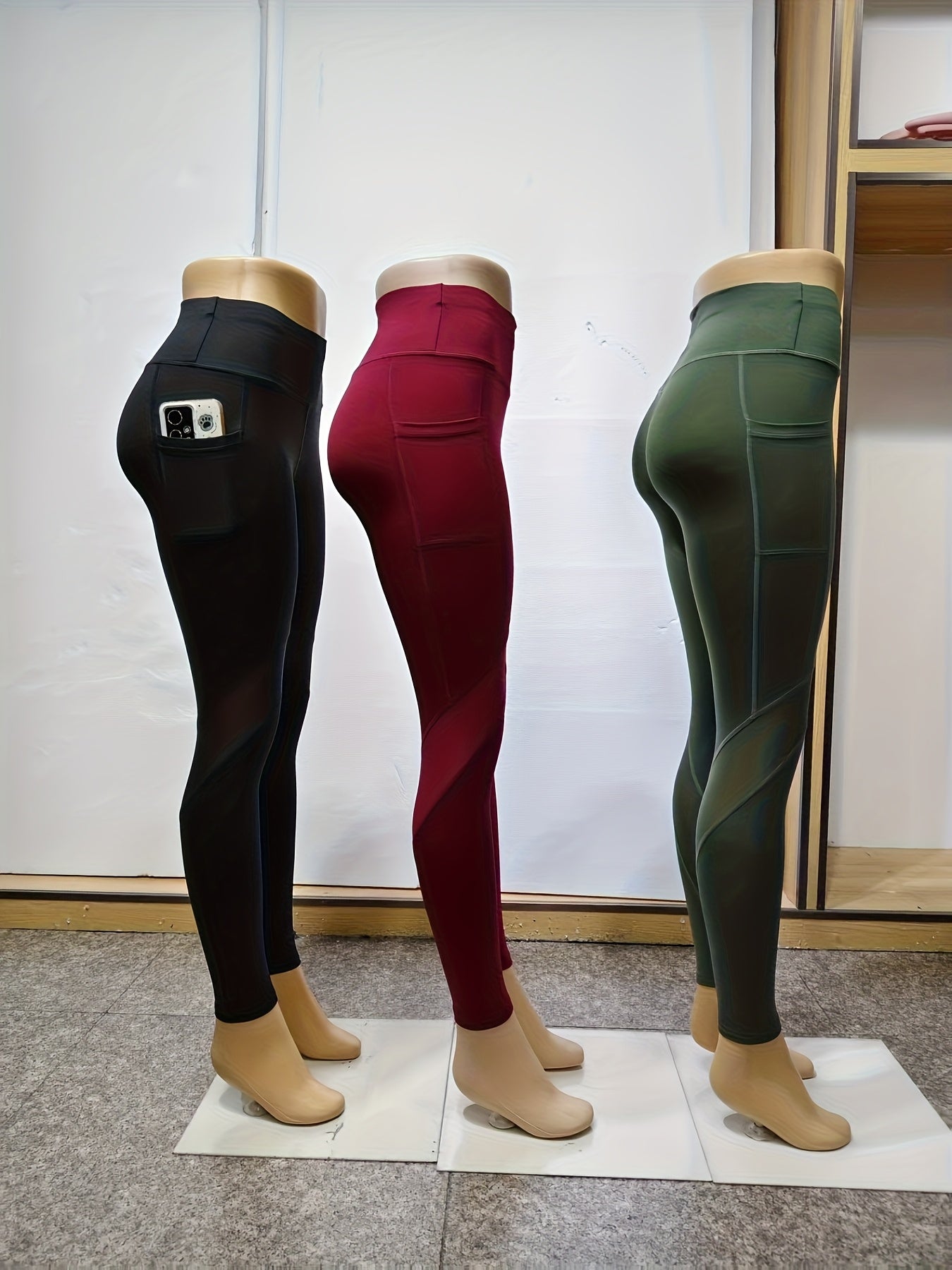3-Pack Women'S High Waist Capri Yoga Pants, Moisture-Wicking Sports Leggings with Pockets, Breathable Polyester Knit Athletic Tights for Outdoor Fitness, Solid Color, 3/4 Length