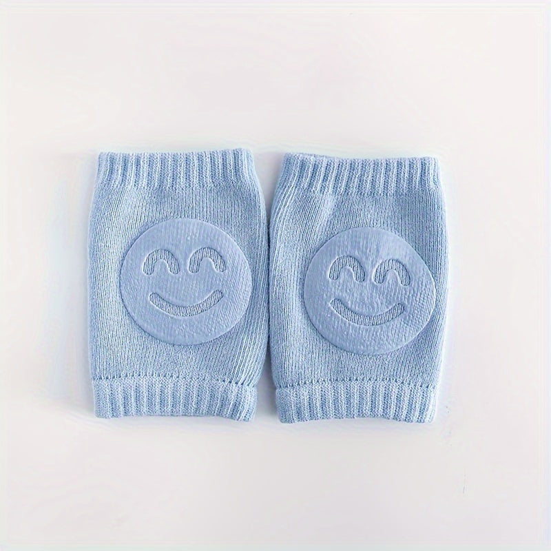A Pair Four Seasons Fur Ring Baby Leg Protector, Elbow Toddler Crawling Baby Smiley Face Knee Brace Non-slip Socks, Adjustable Elastic Neutral, For Crawling 0-36 Months Of The Baby Girls Boys