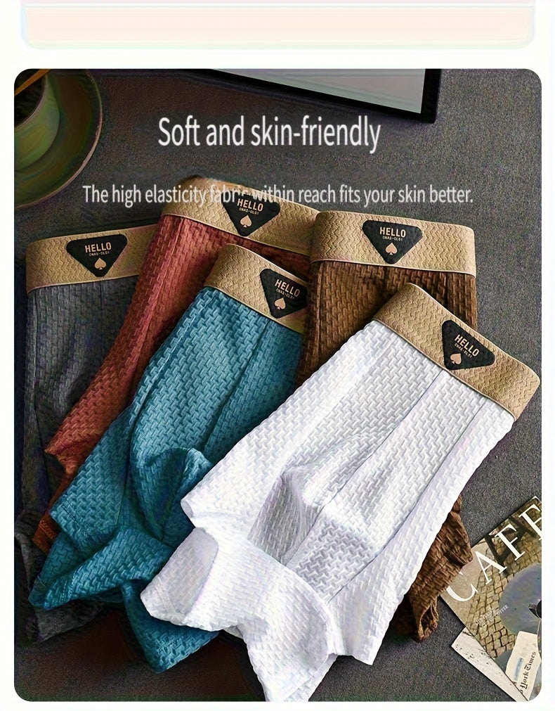 4-Pack Men'S Ice Sliky Fiber Fabric Underwear, Multi-Color Ultra-Thin Elastic Boxer Briefs for Spring, Summer, Autumn & Winter - Breathable and Stretchy Casual Shorts in Various Styles for Daily Wear
