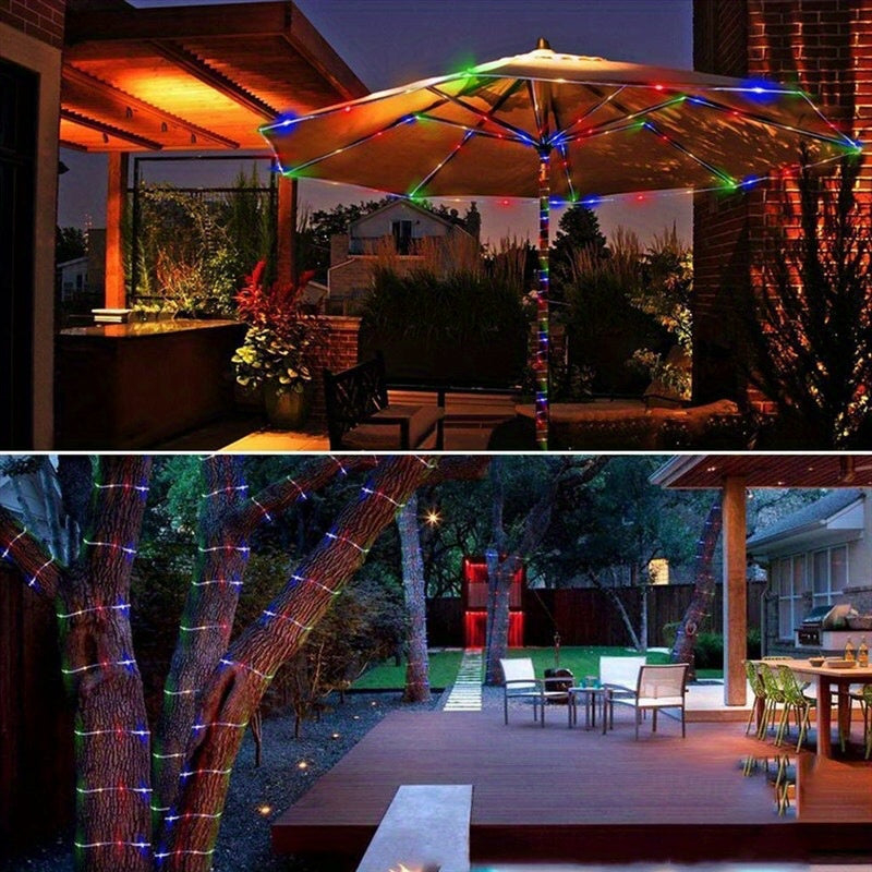 Solar LED Light Path Deck Outdoor Garden Solar String Lights Solar Rope Lights Outdoor Lighting strips Led Garland Lights For Wedding Party Christmas Halloween Decoration Garden Stair with Smart Light sensor 8 Light Modes