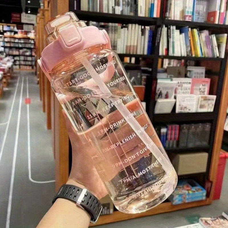 2L Sports Cup Water Bottle With Straw - Large Capacity, Portable & Durable For Outdoor Sports & Fitness!