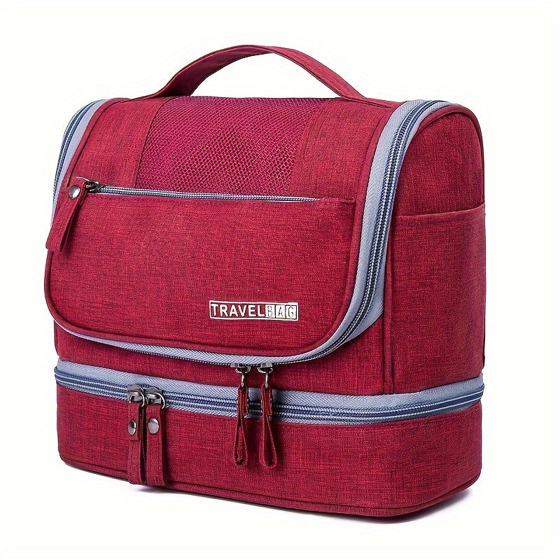 Multi-Functional Travel Organizer with Top Zipper Closure & Hanging Loop - Heavy-Duty High Quality Folding Toiletry & Cosmetic Case with Multiple Compartments, Golden-Tone Hardware, Durable Fabric Construction - Ideal for Bus