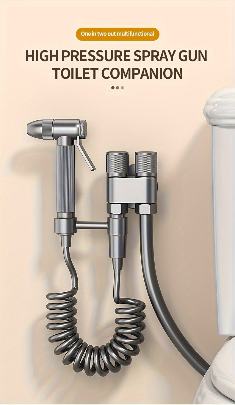 1pc Stainless Steel Handheld Bidet Sprayer - Powerful, Non-Electric Bathroom Cleaning Nozzle with Extendable Hose for Toilet Flushing & Personal Hygiene