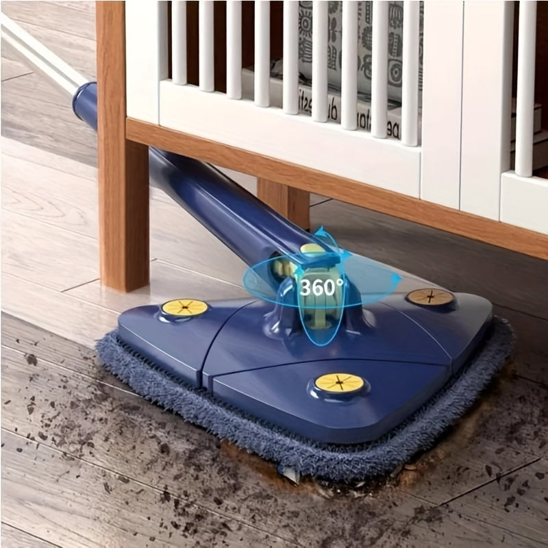 6pcs Triangle Wet and Dry Mop Set with 5 Microfiber Pads, 360° Rotating Stainless Steel Handle, Multi-Functional for Bathroom, Kitchen, Living Room - Ideal for Bathtub, Tile, Wall, and Glass Cleaning