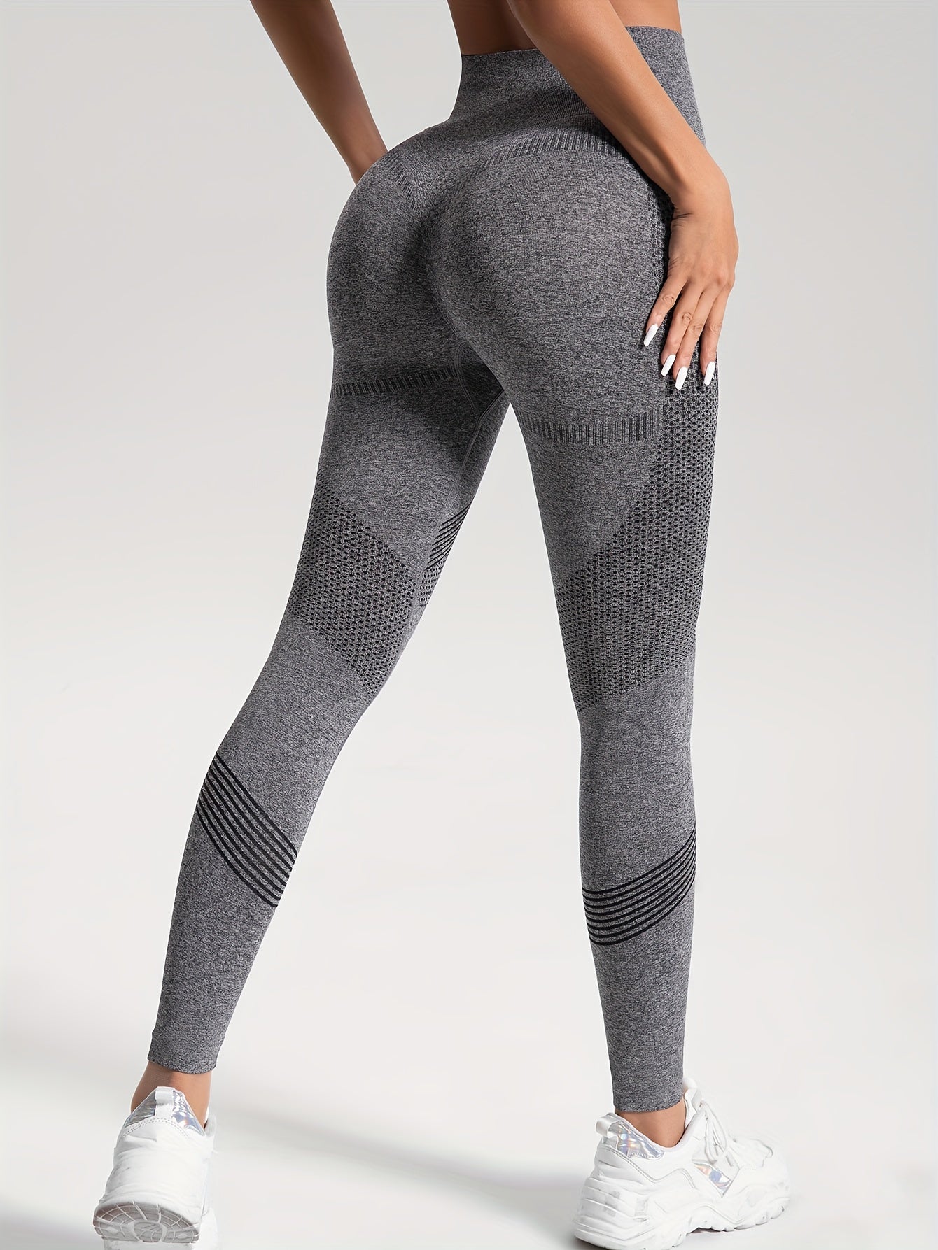 Seamless Knit Tight High Stretch Long Pants, Sports Yoga Fitness Running Trousers, Women's Leggings