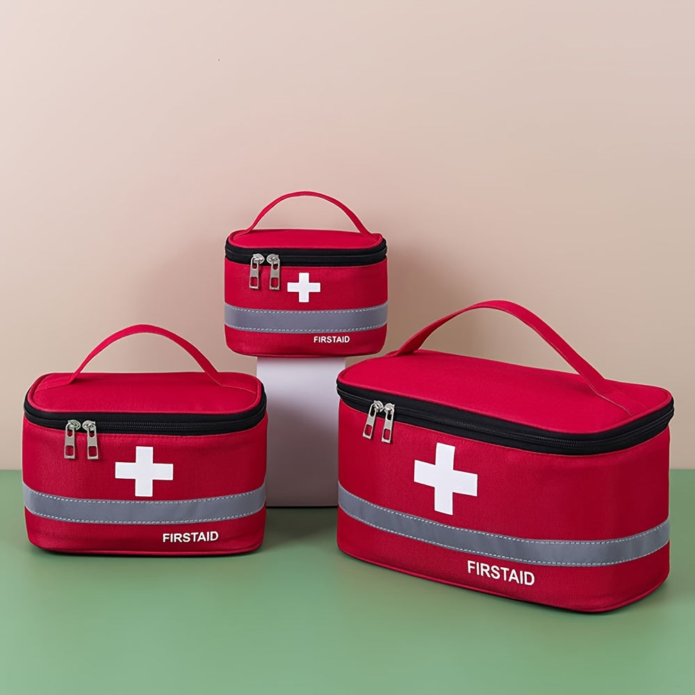 1pc Red First Aid Kit with White Cross Design - Durable Fabric, Portable Medical Bag for Travel, Outdoor, and Home Use - Includes Zipper Closure and Multiple Compartments, Outdoor Essentials|Compartmentalized Bag|Durable Fabr