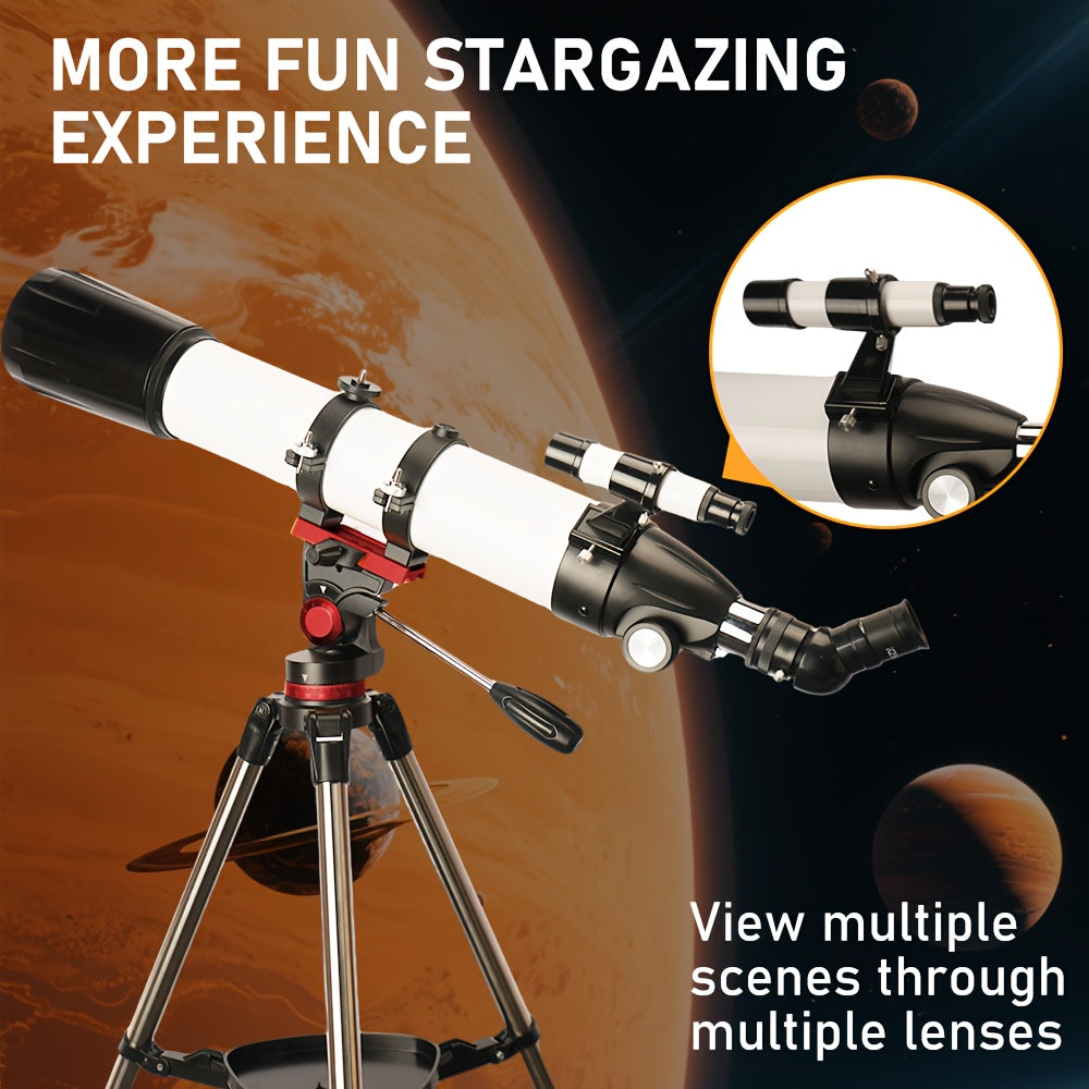 Telescope, 90mm Aperture 800mm Telescopes for Adults Astronomy, Portable Professional Refractor Telescope for Beginners, with Stainless Tripod & Phone Adapter, Carry Bag