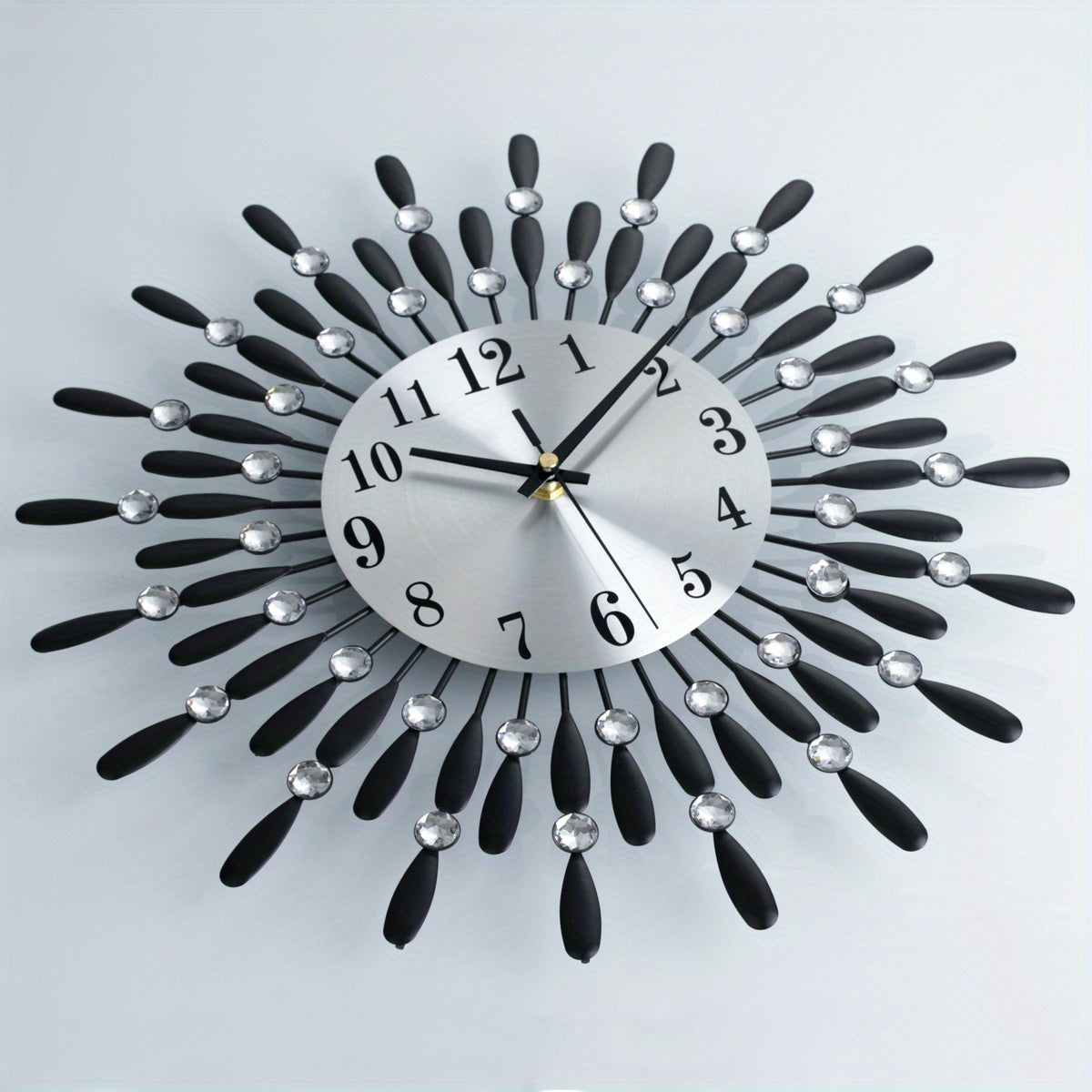 1pc 14.56 Inch Black Small Wall Clock For Living Room Decor, Modern Metal Wall Clocks For Kitchen Bedroom Office Decor, Non-Ticking Quiet Wall Clock Easy To Read