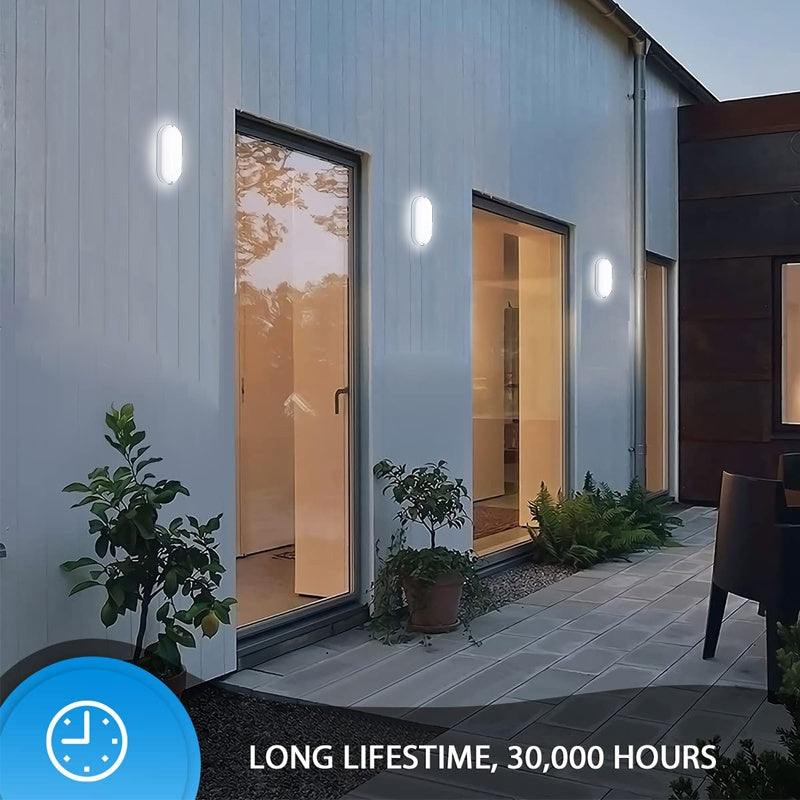 WOOKOT 18W Motion & Light Sensor Wall Light, IP65 Moisture-Proof 4000K Ceiling/Cellar Lamp with Semi-Flush Mount, 220-240V Hardwired for Outdoor/Indoor, Garage, Hallway, Stairs, Balcony, Storage Room, Basement, Ceiling Light