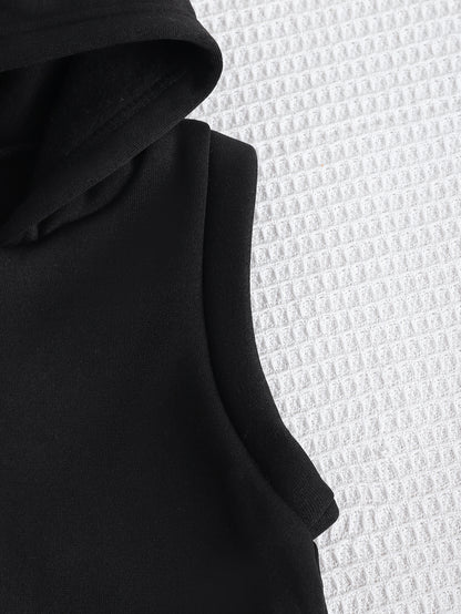 Boys' Autumn/Winter New Three-Piece Set with Mickey Mouse Classic Cartoon Print Long-Sleeve Round Neck Hoodie and Zip-Up Sleeveless Top, Matching Printed Sweatpants - Fleece-Lined Thickened Warm Comfortable Outfit for Parties