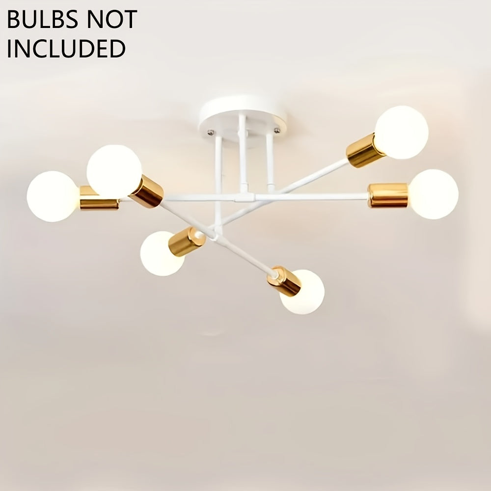 A Modern Artificial Satellite Chandelier with 6 Light Ceiling Fixtures, Featuring E27/E26 Bulb Sockets, Suitable for Bedrooms, Dining Rooms, Kitchens, And Offices.