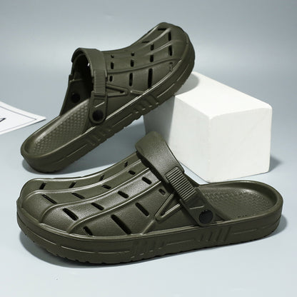 Men's Fashionable Breathable Oversized Clogs - Casual Slip-On Beach & Garden Sandals, EVA Material