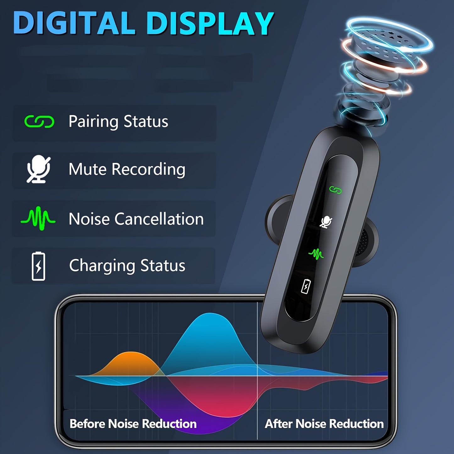 HITOZON Professional Wireless Wireless Lavalier Microphone with Noise Canceling, Plug & Play -C Receiver, Clip-On Mic for Streaming, Vlogging, Podcasting, Smartphones/Tablets, - (Compatible with iPhone/)