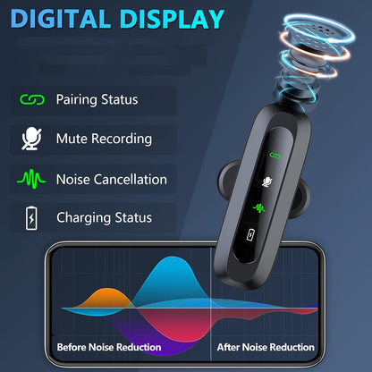 HITOZON Professional Wireless Wireless Lavalier Microphone with Noise Canceling, Plug & Play -C Receiver, Clip-On Mic for Streaming, Vlogging, Podcasting, Smartphones/Tablets, - (Compatible with iPhone/)