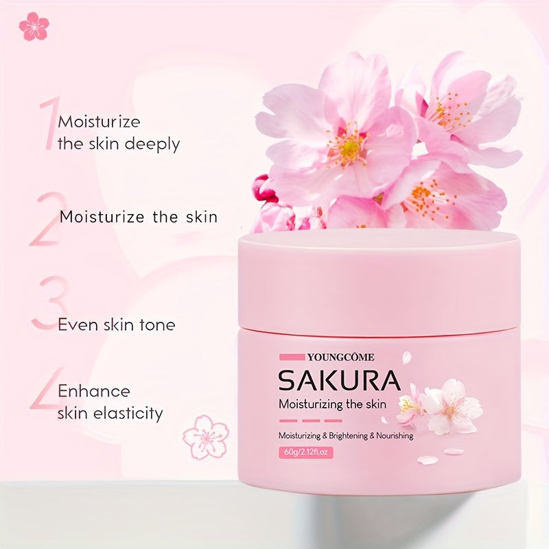 30/60g Sakura Facial Care Moisturizing Face Cream, Repairs Dry Skin, Protects Skin, Improves Skin Texture, Tightens Skin, Makes Skin Tender And Delicate, Suitable For All Skin Types, And Makes Your Skin Look Young With Plant