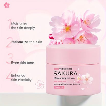 30/60g Sakura Facial Care Moisturizing Face Cream, Repairs Dry Skin, Protects Skin, Improves Skin Texture, Tightens Skin, Makes Skin Tender And Delicate, Suitable For All Skin Types, And Makes Your Skin Look Young With Plant