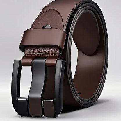 Men'S Genuine Leather Belt with Alloy Buckle - Heavy-Duty, Sweat-Resistant, Formal & Casual Belt for Big Waist - All-Season Everyday & Special Occasion Belt - Durable Metal Buckle Closure - Ideal for Jeans, Dresses, Business