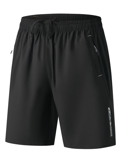 Men's Lightweight Polyester Casual Shorts with Lettering - Breathable Summer Beach & Outdoor Sports Shorts, Regular Fit, Pockets, Hand Wash or Dry Clean, Athletic Leisure Shorts | Modern Casual Shorts | Functional Pockets Des