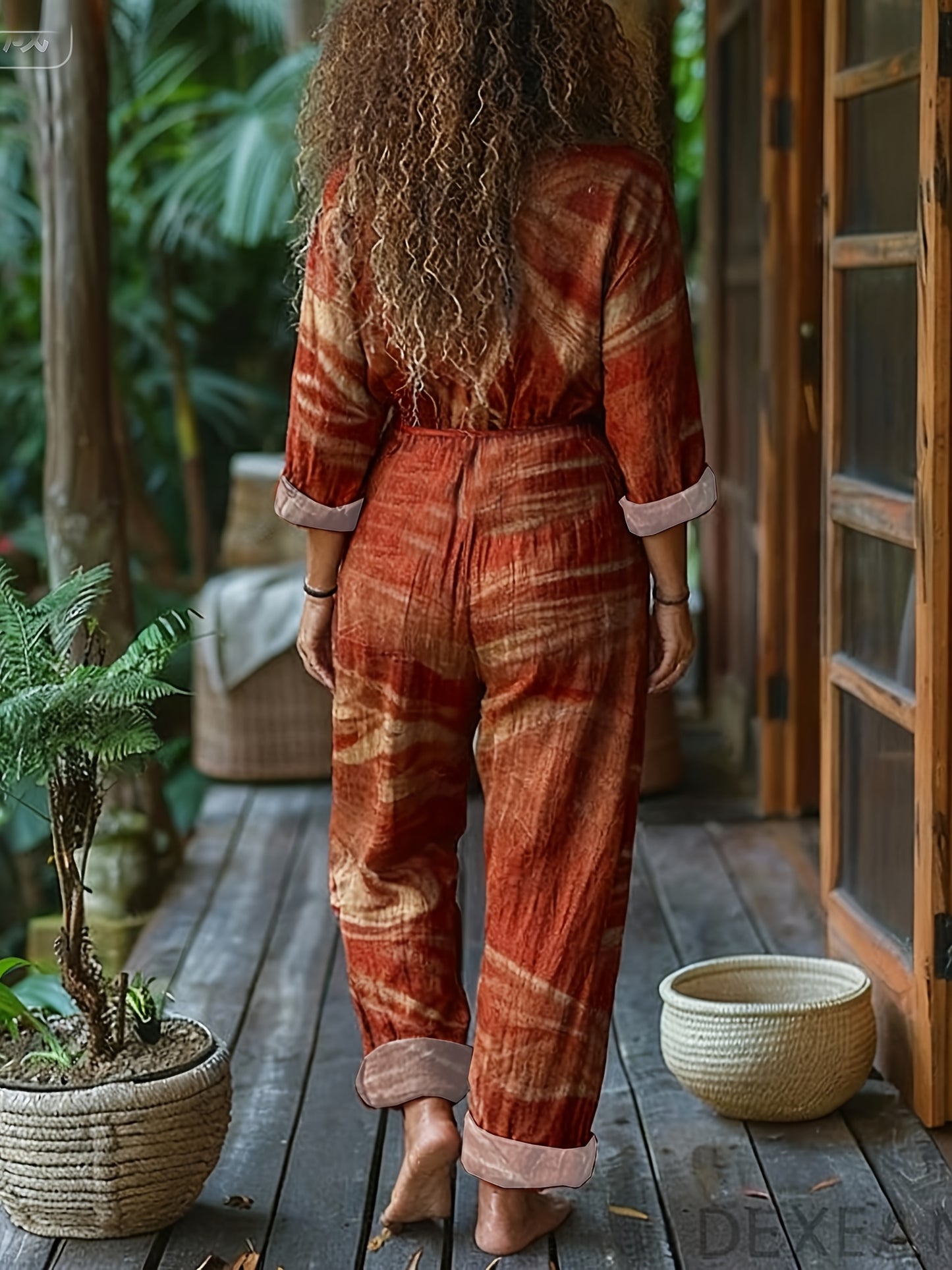 Women'S Floral Print Jumpsuit - Long Sleeve Loose Fit Pantsuit with Belt, Non-Stretchy Fabric for Fall/Winter, Office, Party, Everyday Outfit - Women'S Clothing, Office Attire, Retro Fashion, Quality Stitching, Stylish Romper