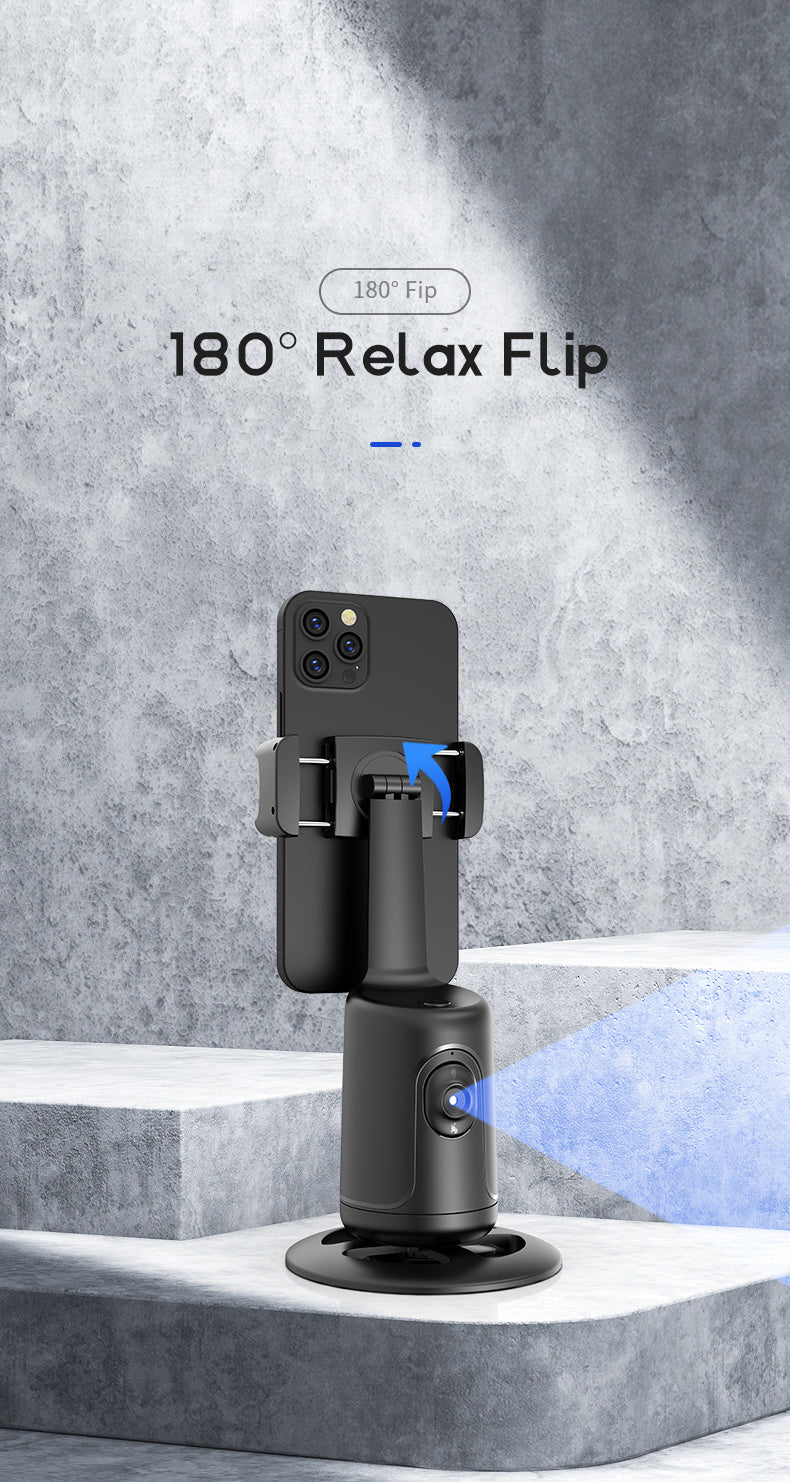 Compact 360° Auto Face Tracking Tripod & Selfie Stick - USB Rechargeable, Fast & Accurate for Vlogging, Live Streaming | Portable Smartphone Holder with Powerful Motor, Rotation, and App Control