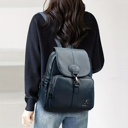 Women'S Genuine Leather Backpack - Vintage Backpack with Zipper Closure, Adjustable Shoulder Straps & Front flap pocket - Elegant Everyday & Formal Bag in, Brown, - Durable Polyester Lining for Women, Versatile Carryall, Clas