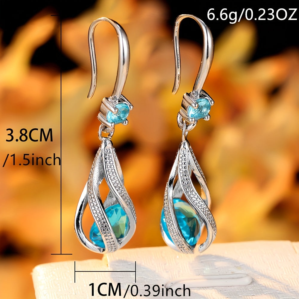 Delicate Teardrop Zirconia Earrings Floral Spiral Earrings Jewelry For Women 1Pair