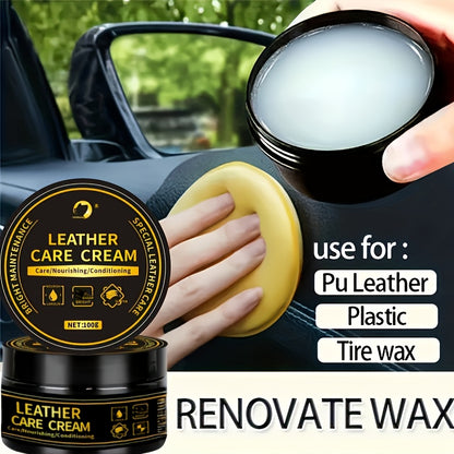 1pc 100G Car Interior Wax Maintenance Wax for Leather Care, Dashboard Wax, Car Renovation Agent, Polishing Wax, Enhances Plastic And Leather Restoration, Prevents Aging And Whitening.