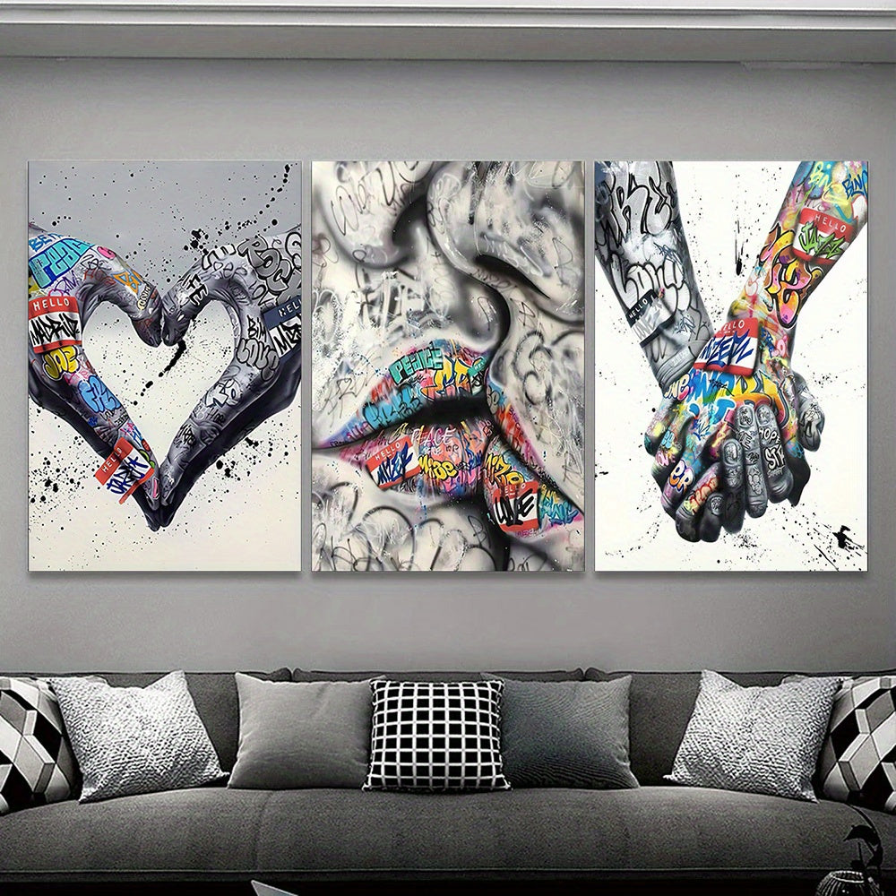 Triple Panel Abstract Art Print L2023-107, Contemporary Style, Frameless Wall Art Decor Set