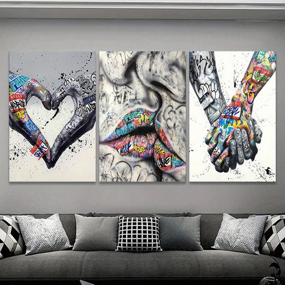 Triple Panel Abstract Art Print L2023-107, Contemporary Style, Frameless Wall Art Decor Set