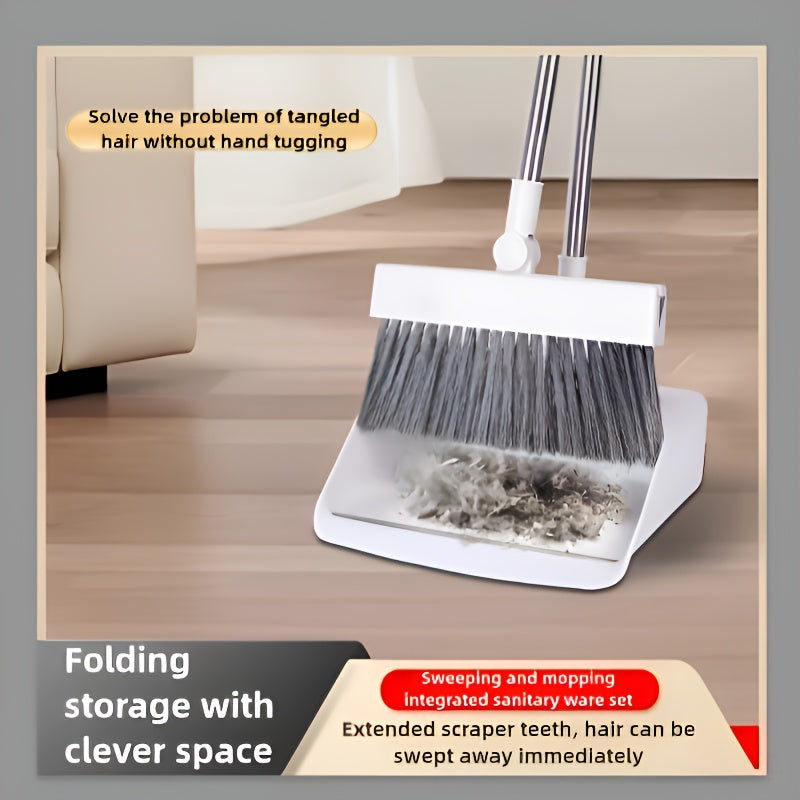 3-in-1 Home Cleaning Kit: Soft Bristle Broom, Dustpan & Brush Combo - Non-Stick Hair, Ideal for Home, Office, School, Dorm - Perfect Christmas Gift, Cleaning Brush