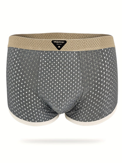 4pcs Men's Summer Ice Sliky Fiber Fabric Breathable Mesh Boxer Briefs - Soft, Comfortable & -Friendly Loose Fit Underwear