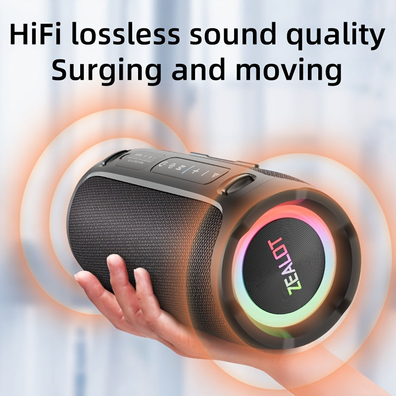 ZEALOT S76 50W Wireless Speaker, Outdoor Portable with RGB Lighting, 8-Hour Playtime, Supports Phone, Tablet, PC, TV. SD, USB, AUX, Dual Pairing Function, Suitable For Car, Camping, Beach, Party