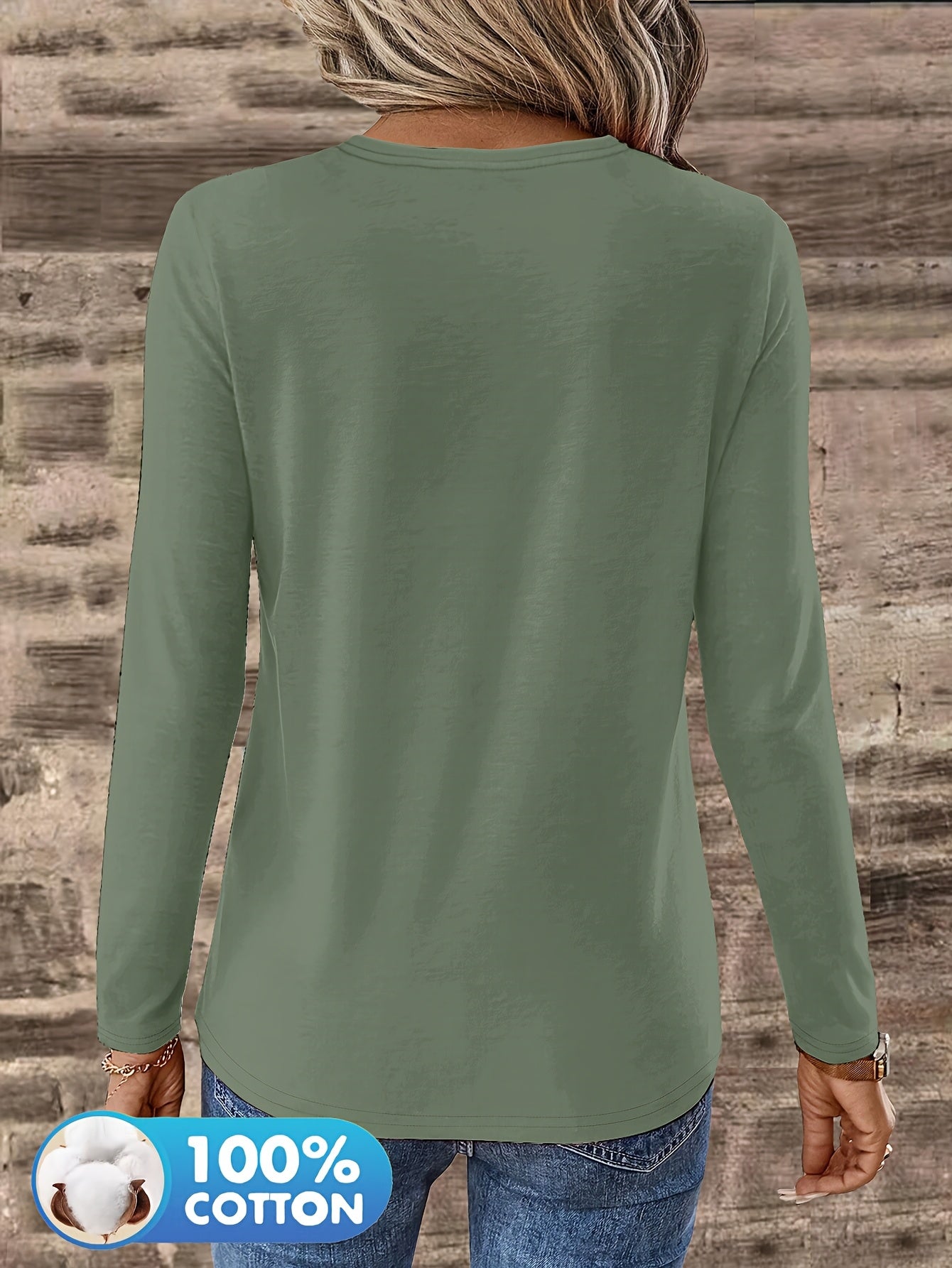 3pcs Women'S 100% V-Neck Long Sleeve T-Shirts - Soft, Durable, and Comfortable Casual Wear for All Seasons, Perfect for Holidays, Graduations, and Everyday Style, Everyday Comfort Wear | Minimalist Style | Soft Fabric Tee