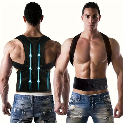 1 Adjustable Back Support for Men & Women | Upper and Lower Back Stabilization with Waist Stability, Breathable Mesh Design | Casual Posture Corrector