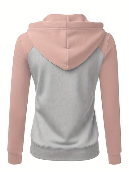 Women's Elegant Zip-Up Hooded Jacket - Slim Fit Winter Coat with Full-Zip Front Closure, Side Pockets - Machine Washable Outerwear for Office, Casual, Formal Events - Available Now!, Office Wear, Sleek Design, Soft Fabric, Fa