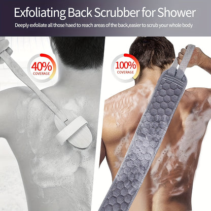 3pcs Back Scrubber Set, Exfoliating Bath Towel, Loofah Sponge, Bath Glove, Durable Body Scrubbers for Shower, Spa Massage