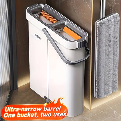 Mop and bucket complete cleaning system, hands-free household dust removal flat mop, dry and wet separation bucket, with washable and reusable microfiber cloth, household floor, courtyard, and bathroom, cleaning supplies, cle