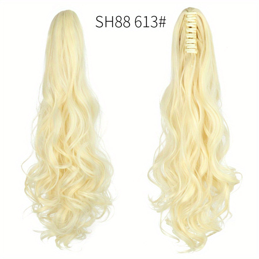 Long Wavy Ponytail Extensions - 55.88 cm Claw Clip In Synthetic Hair Piece For Women - Add Volume And Style To Your Hair Halloween Christmas